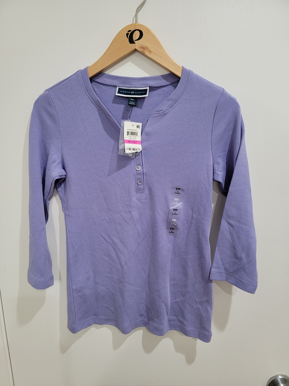 Karen Scott Girls' Lilac Long-Sleeve Henley Top